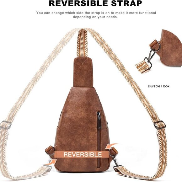 Sling Bag for Women Crossbody Purse Leather Crossbody Bag Fanny Pack Chest Pack - Picture 5 of 9